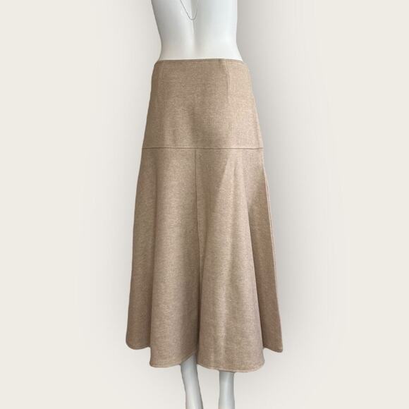 NWT | OGL | Wool-like Flared Midi Skirt | Heather Beige | Medium - Picture 3 of 12